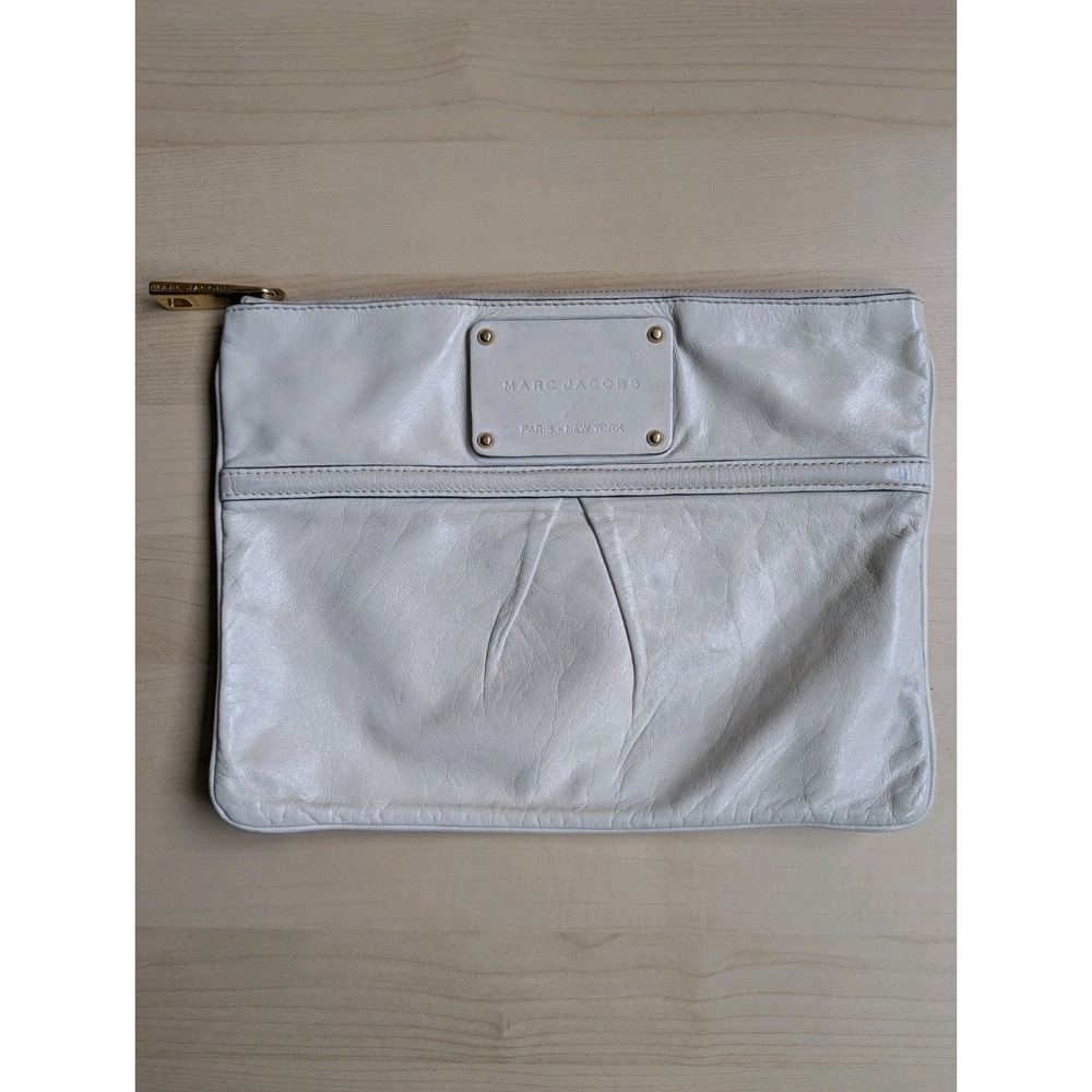 Marc Jacobs Made In Italy White‎ Leather Clutch Pouch
